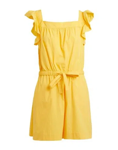 Boutique Moschino Woman Jumpsuit Yellow Size 12 Cotton, Elastane
