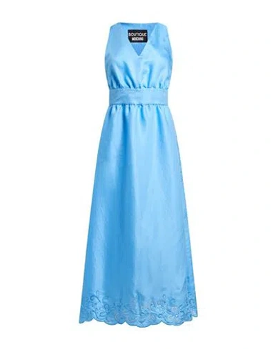 Boutique Moschino Woman Maxi Dress Azure Size 8 Viscose, Polyester, Cotton In Blue
