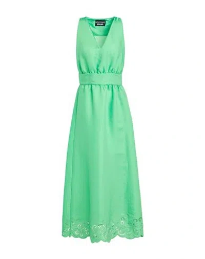 Boutique Moschino Woman Maxi Dress Green Size 12 Viscose, Polyester, Cotton