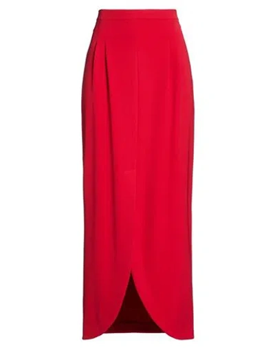 Boutique Moschino Woman Maxi Skirt Red Size 6 Polyester, Elastane