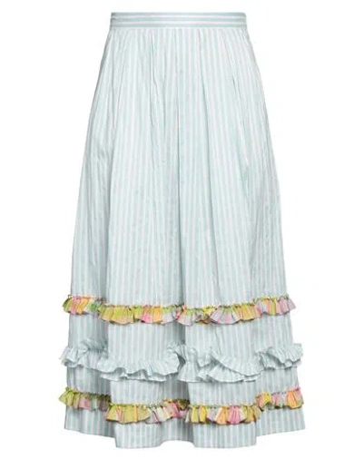 Boutique Moschino Woman Maxi Skirt Sky Blue Size 10 Cotton, Silk