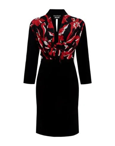 Boutique Moschino Woman Midi Dress Black Size 6 Polyester, Elastane In Multi