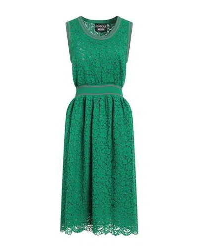 Boutique Moschino Woman Midi Dress Emerald Green Size 8 Cotton, Polyamide, Viscose, Elastane