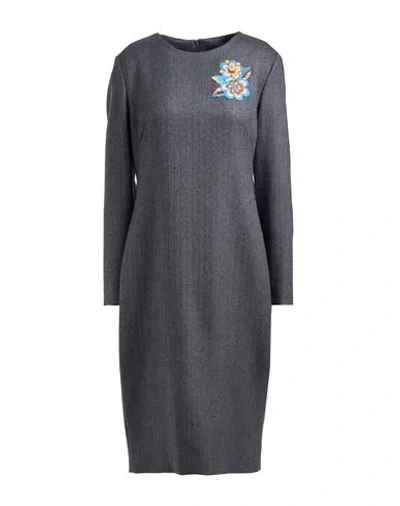 Boutique Moschino Woman Midi Dress Grey Size 12 Virgin Wool
