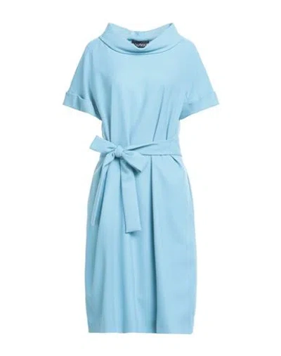 Boutique Moschino Woman Midi Dress Light Blue Size 8 Polyester, Virgin Wool, Elastane In Blue