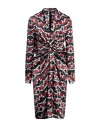 Boutique Moschino Woman Midi Dress Red Size 8 Silk, Viscose In Multi
