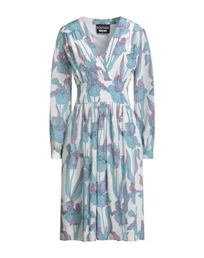 Boutique Moschino Woman Midi Dress White Size 12 Silk In Blue