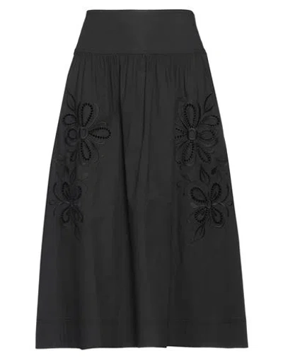 Boutique Moschino Woman Midi Skirt Black Size 6 Cotton, Elastane