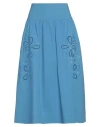 Boutique Moschino Woman Midi Skirt Light Blue Size 6 Cotton, Elastane In Blue