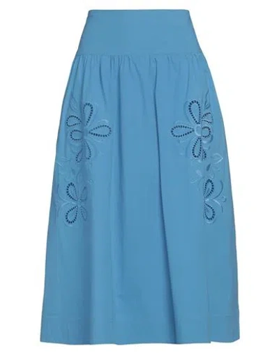 Boutique Moschino Woman Midi Skirt Light Blue Size 6 Cotton, Elastane