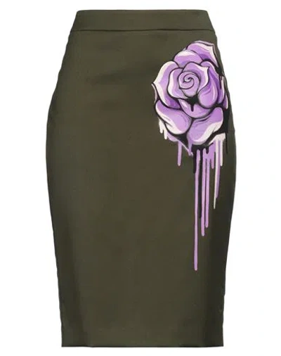 Boutique Moschino Woman Midi Skirt Military Green Size 6 Polyester, Viscose, Elastane