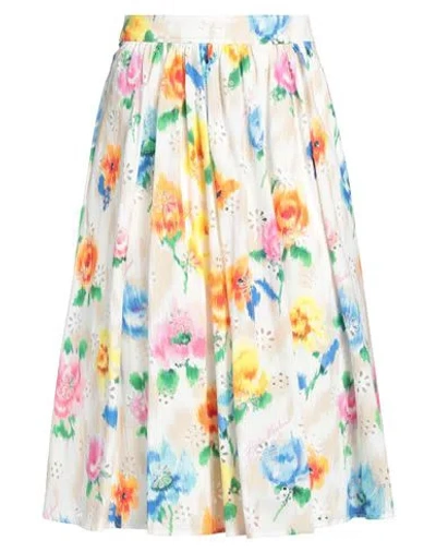 Boutique Moschino Woman Midi Skirt Off White Size 8 Cotton In Multi