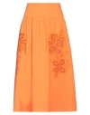 Boutique Moschino Woman Midi Skirt Orange Size 8 Cotton, Elastane
