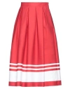 Boutique Moschino Woman Midi Skirt Red Size 8 Cotton, Polyamide