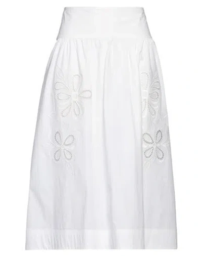 Boutique Moschino Woman Midi Skirt White Size 14 Cotton, Elastane