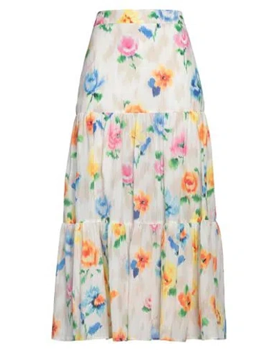 Boutique Moschino Woman Midi Skirt White Size 8 Cotton, Silk