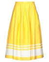 Boutique Moschino Woman Midi Skirt Yellow Size 4 Cotton, Polyamide