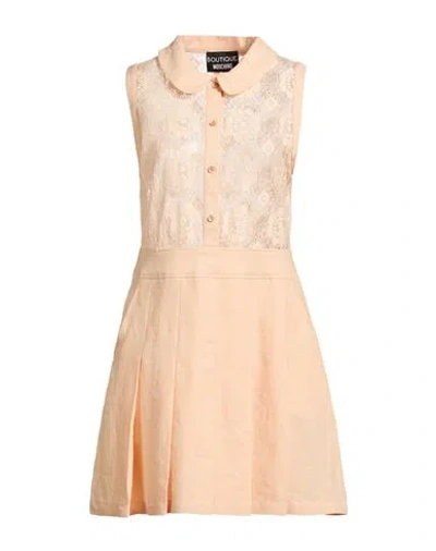 Boutique Moschino Woman Mini Dress Apricot Size 10 Cotton, Polyamide, Linen In Orange