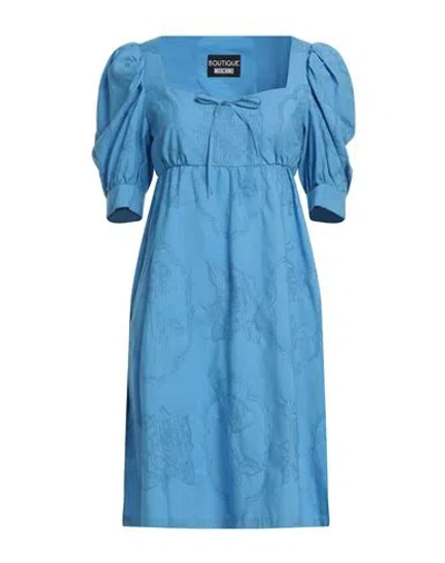 Boutique Moschino Woman Mini Dress Azure Size 6 Cotton, Viscose In Blue