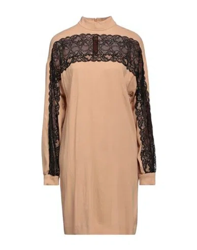 Boutique Moschino Woman Mini Dress Beige Size 12 Lyocell, Viscose, Wool, Polyamide
