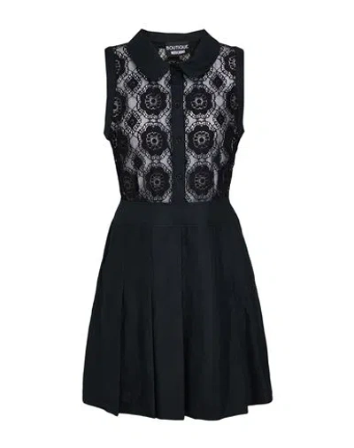 Boutique Moschino Woman Mini Dress Black Size 12 Cotton, Polyamide, Linen