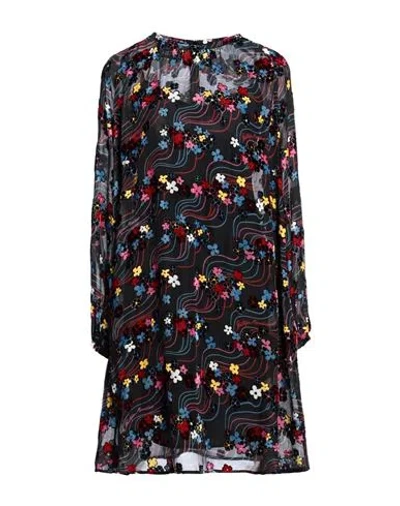 Boutique Moschino Woman Mini Dress Black Size 12 Viscose, Silk