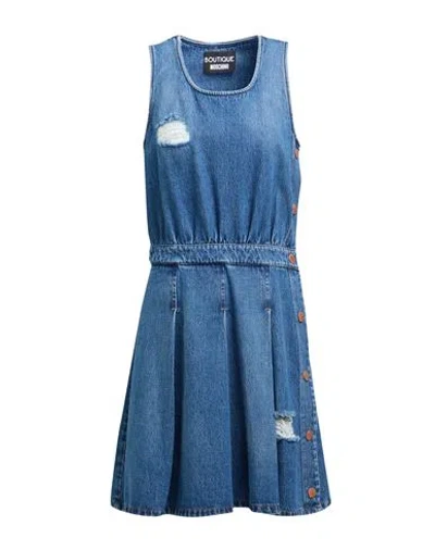 Boutique Moschino Woman Mini Dress Blue Size 6 Cotton