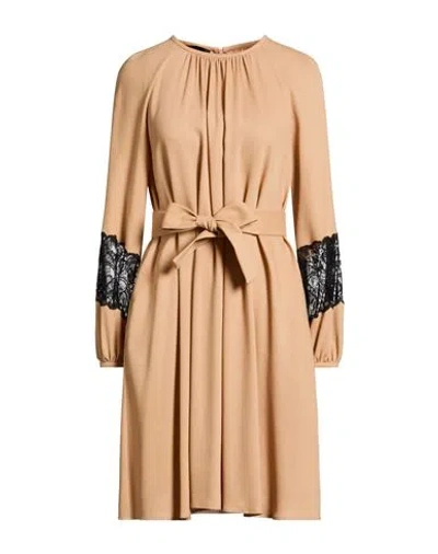 Boutique Moschino Woman Mini Dress Camel Size 6 Lyocell, Viscose, Wool In Sand
