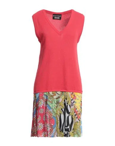 Boutique Moschino Woman Mini Dress Coral Size 6 Polyester, Paper In Red