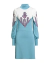 Boutique Moschino Woman Mini Dress Light Blue Size 14 Virgin Wool In Blue