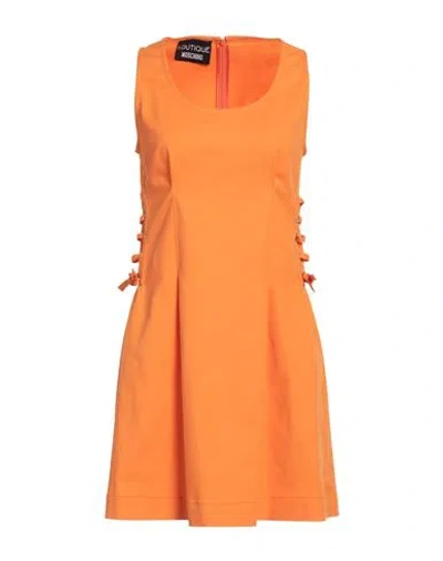Boutique Moschino Woman Mini Dress Orange Size 8 Cotton, Elastane