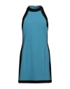 Boutique Moschino Woman Mini Dress Pastel Blue Size 12 Polyester, Elastane