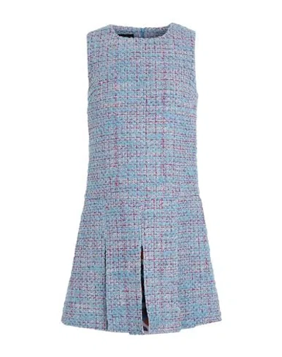 Boutique Moschino Woman Mini Dress Pastel Blue Size 6 Acrylic, Synthetic Fibers, Wool, Cotton, Silk