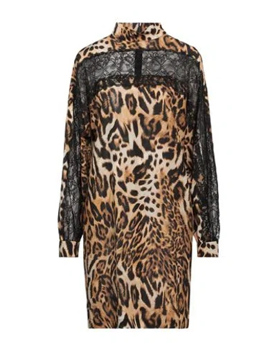 Boutique Moschino Woman Mini Dress Sand Size 14 Silk, Viscose, Polyamide In Beige