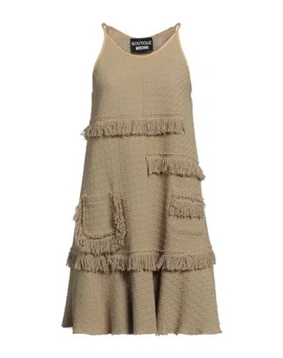 Boutique Moschino Woman Mini Dress Sand Size 6 Cotton, Polyester, Polyamide, Acrylic In Beige
