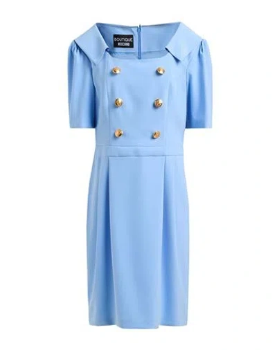 Boutique Moschino Woman Mini Dress Sky Blue Size 10 Polyester, Elastane