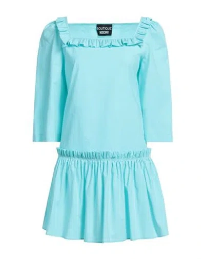 Boutique Moschino Woman Mini Dress Sky Blue Size 6 Cotton, Elastane