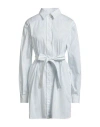 Boutique Moschino Woman Mini Dress Sky Blue Size 6 Cotton, Polyamide, Elastane, Polyester In White