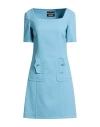 Boutique Moschino Woman Mini Dress Sky Blue Size 6 Polyester, Virgin Wool, Elastane In Blue