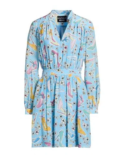 Boutique Moschino Woman Mini Dress Sky Blue Size 6 Silk