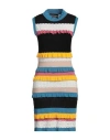 Boutique Moschino Woman Mini Dress Slate Blue Size 10 Virgin Wool, Polyamide, Elastane In Blue