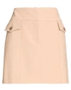 Boutique Moschino Woman Mini Skirt Camel Size 10 Polyester, Virgin Wool, Elastane In Sand