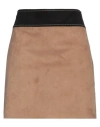 Boutique Moschino Woman Mini Skirt Camel Size 6 Polyester, Rubber In Neutral