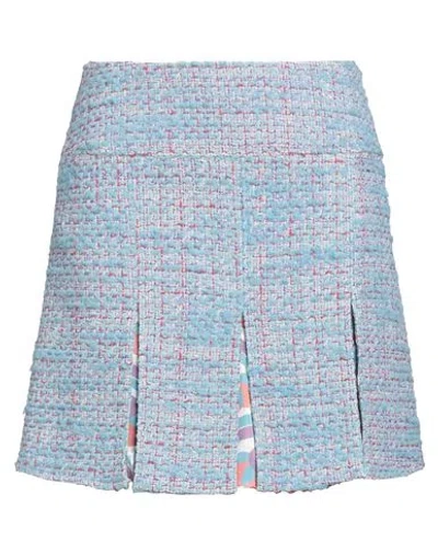 Boutique Moschino Woman Mini Skirt Light Blue Size 8 Acrylic, Polyester, Wool, Cotton, Polyamide