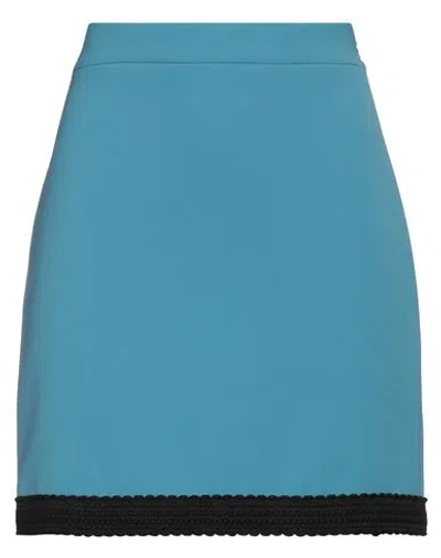 Boutique Moschino Woman Mini Skirt Pastel Blue Size 6 Polyester, Elastane