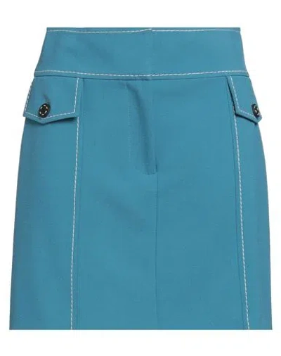 Boutique Moschino Woman Mini Skirt Slate Blue Size 6 Polyester, Virgin Wool, Elastane