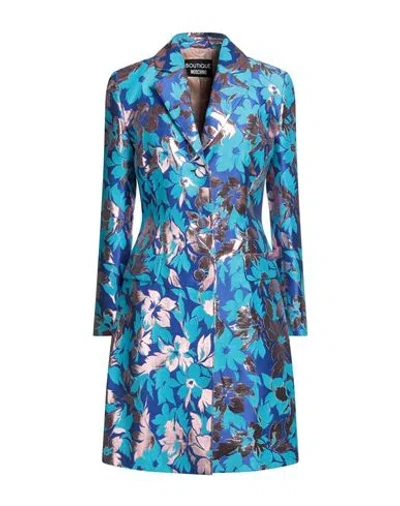 Boutique Moschino Woman Overcoat & Trench Coat Azure Size 6 Cotton, Polyester, Polyamide In Blue