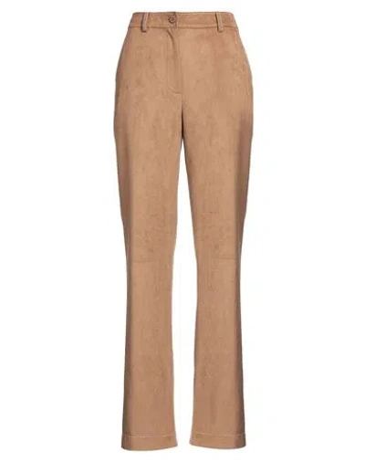 Boutique Moschino Woman Pants Camel Size 12 Polyester, Rubber In Beige