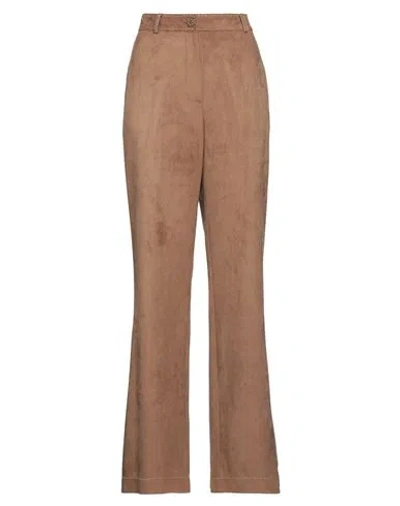 Boutique Moschino Woman Pants Camel Size 12 Polyester, Rubber In Beige
