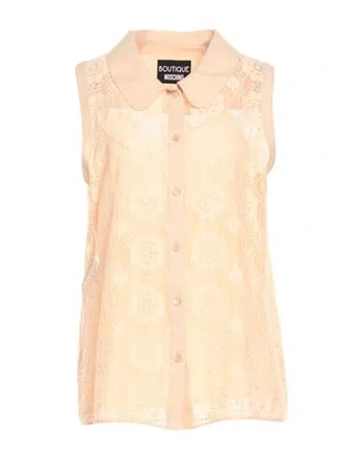 Boutique Moschino Woman Shirt Apricot Size 10 Cotton, Polyamide, Linen In Orange